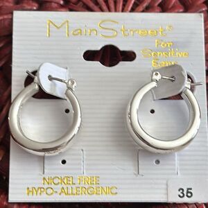 Main Street Earrings Silver Tone Hoops Earrings NWT